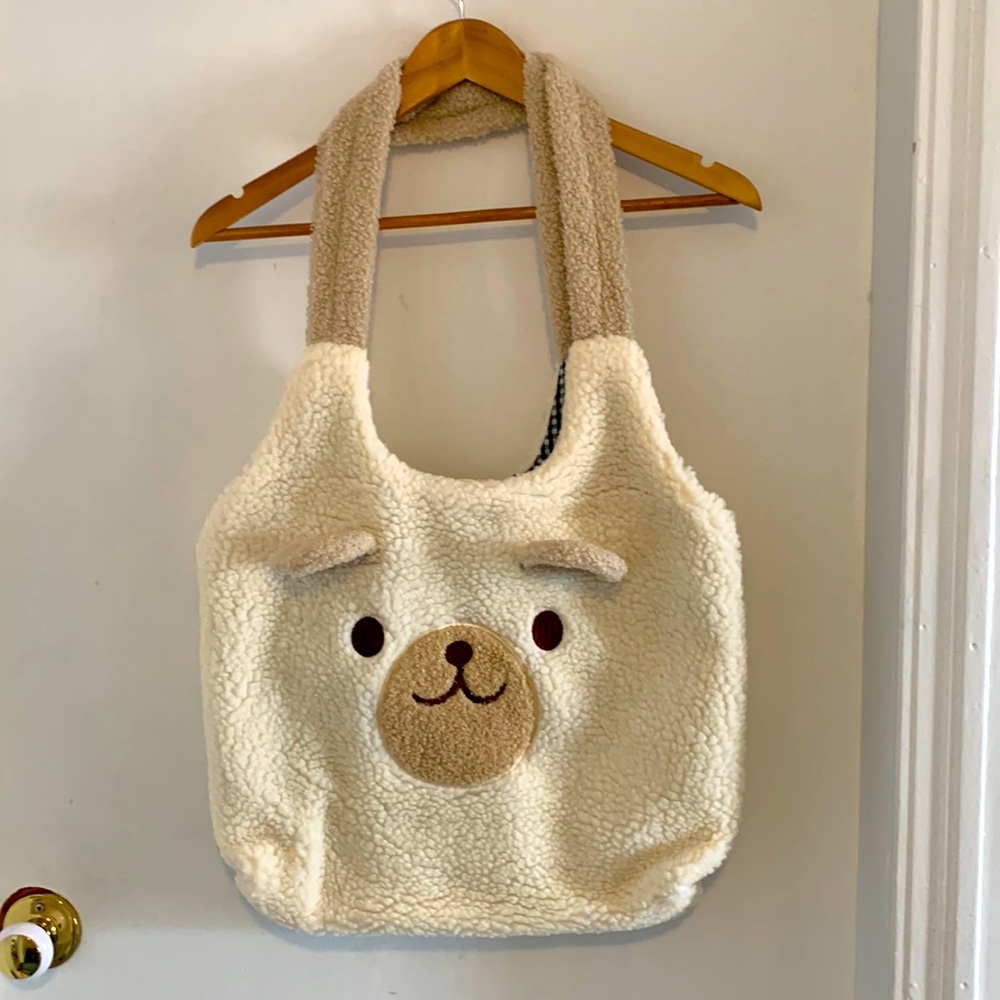Brand new without tag cute bear fluffy tote